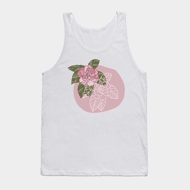 Dusty Pink Rose line art Tank Top by julidoesart